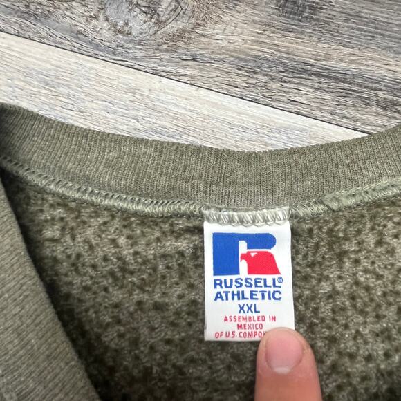 Vintage 90s Y2K Russell Athletic Heather Muted Brown Mens 2XL Blank Sweatshirt - Picture 4 of 10